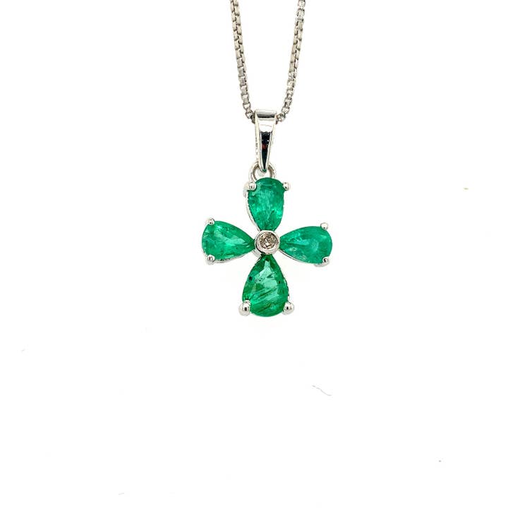 Emerald Pendant in .925 Sterling Silver - KSP 35518 for wholesale by Kotawala Jewels