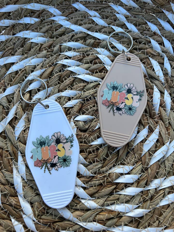 Portachiavi Nurse Floral Motel per la vendita all'ingrosso da parte di ShopCassiesCrafts