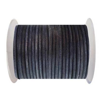 Cordoncino rotondo in pelle, 3 mm, SE. Blu vintage per la vendita all'ingrosso da parte di Sun Enterprises B.V.