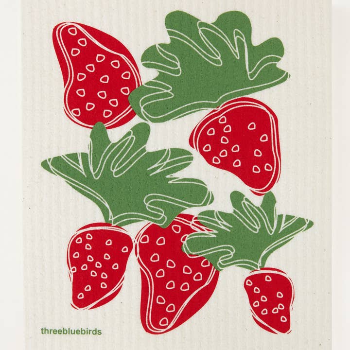 Three Bluebirds Swedish Dishcloths - Vendita all'ingrosso Strofinaccio da cucina - Strofinaccio svedese con fragole0