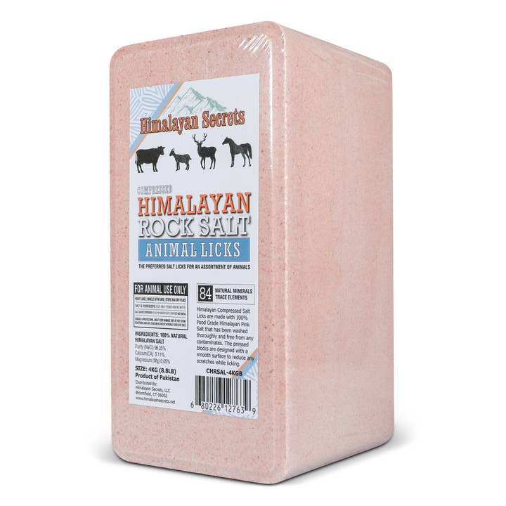 Himalayan Secrets - Wholesale Pet Treats - Dog - Compressed Himalayan Rock Salt Animal Lick 4 KG Brick