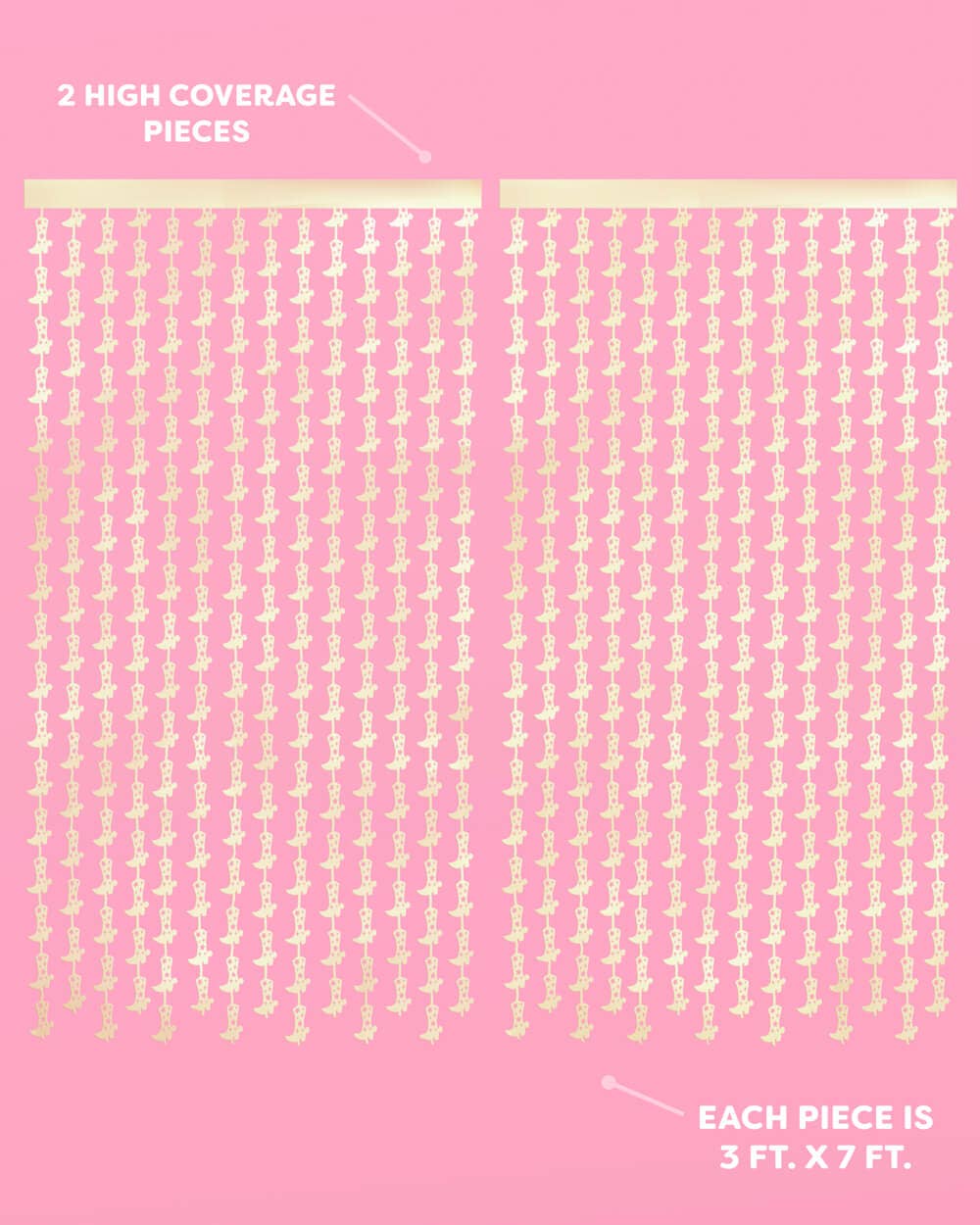 xo, Fetti - Wholesale Decal - Party Decorations - Gold Boot Foil Curtain Set | Western, Bachelorette1