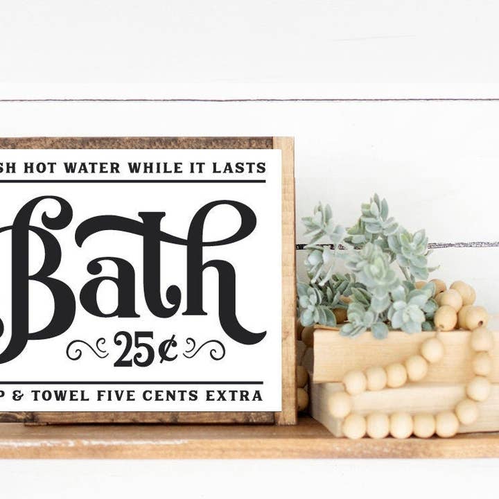 Bath 25 Cents Jabón y toalla de agua caliente fresca Cinco centavos extra para venta al por mayor de Lettered & Lined