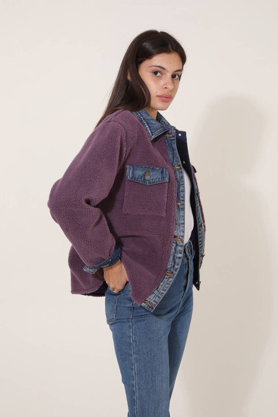 Attrait Paris – wholesale Päls/fuskpäls - Dam – Jeanrock med kort päls i bi-material6