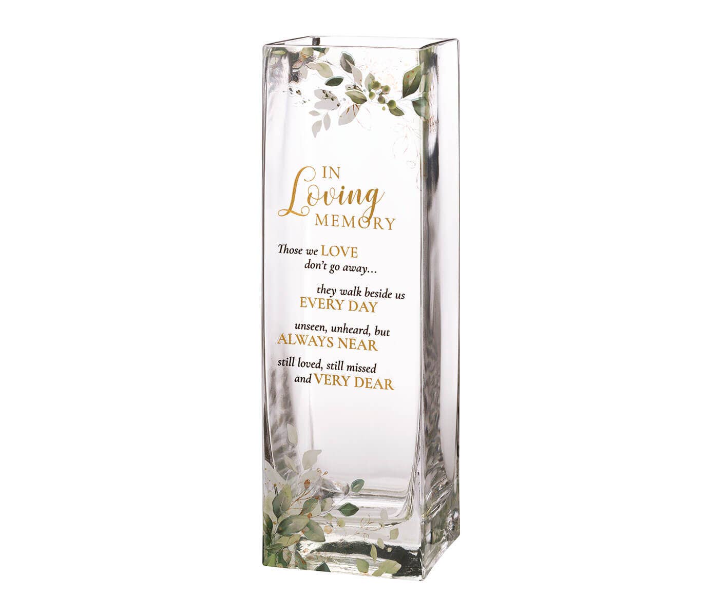 Lillian Rose - Wholesale Vase - Botanical Theme Memorial Flower Vase with Sympathy Verse