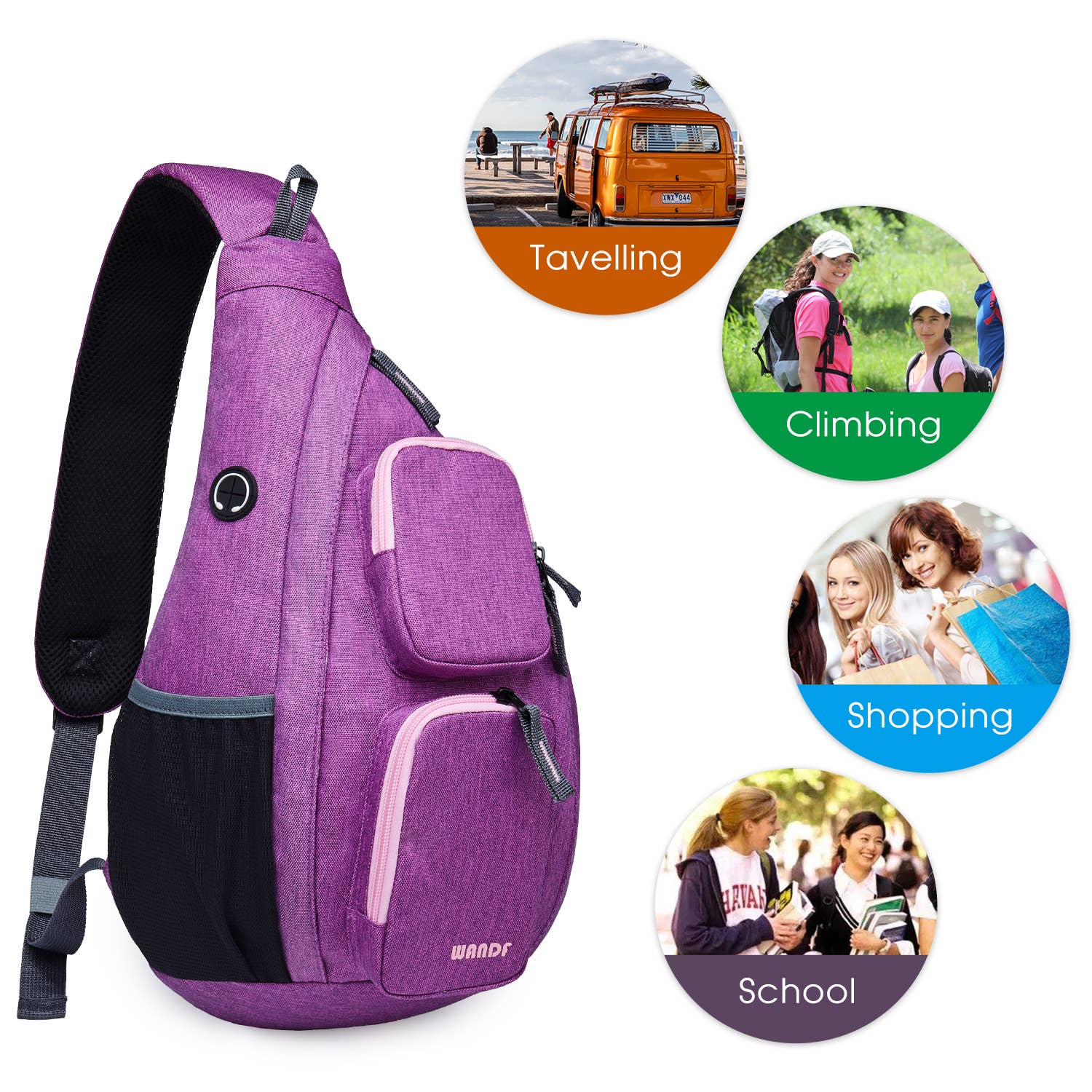 wandf - Wholesale Backpack - Unisex - WANDF Crossbody Sling Chest Bag Mens Travel Backpack6