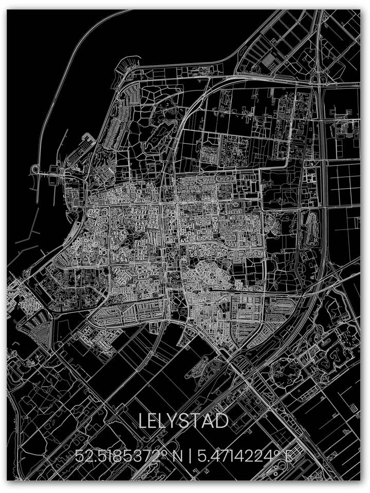 Metal citymap Lelystad för wholesale av Brandthout.