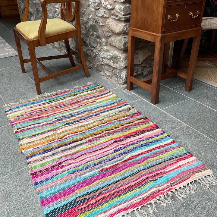 Second Nature Online - Venta al por mayor Alfombra pequeña - Alfombra de trapo SHANTI Shabby Chic, multicolor, diseño de tejido plano15