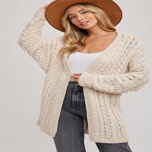 Cardigan for Women Textured Knit Duster Cardigan (Color : Apricot, Size :  Small)