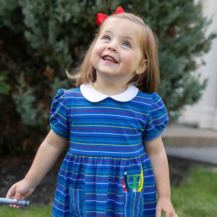 Stripe Knit Dress With School Supplies for wholesale by Florence Eiseman