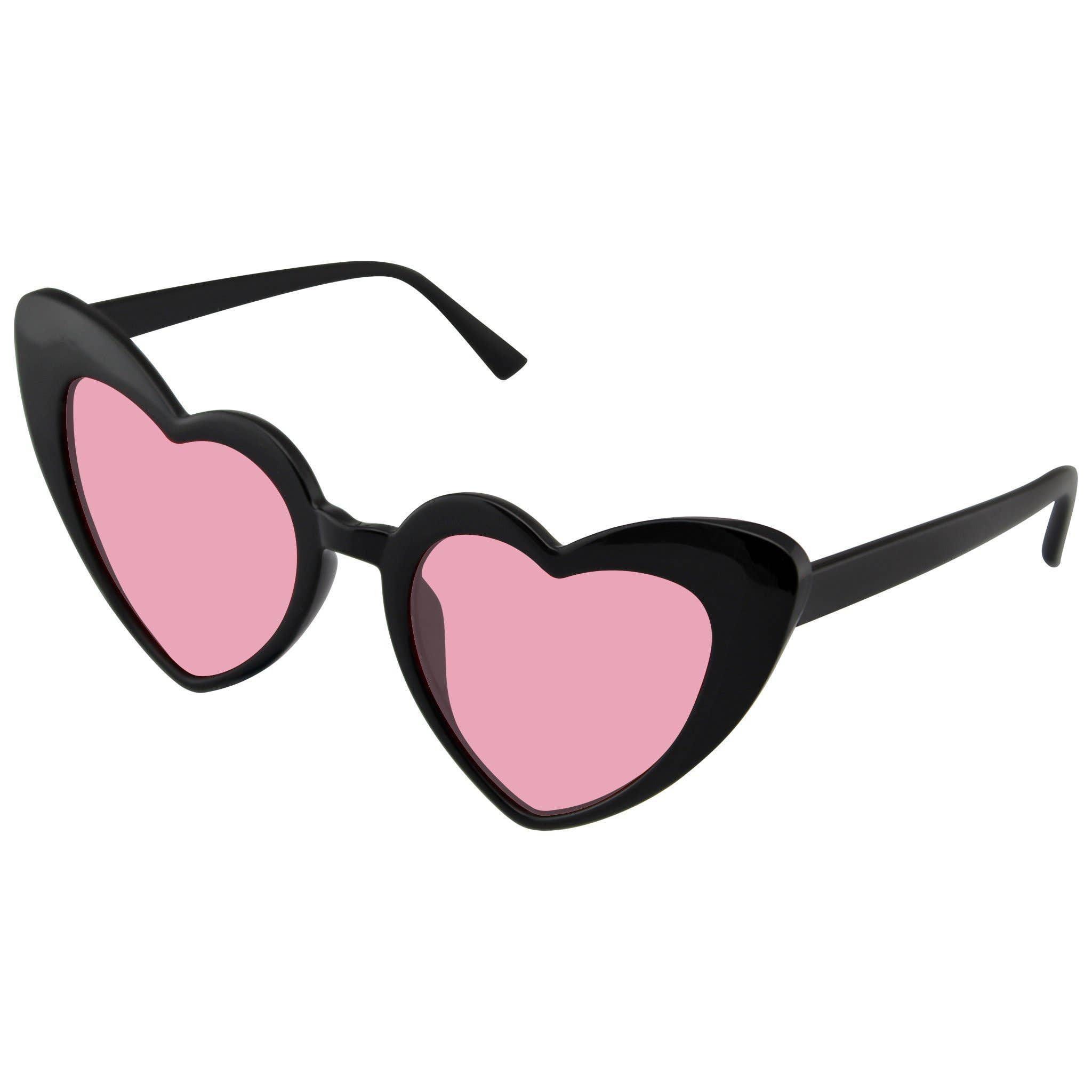 Emblem Eyewear - Wholesale Zonnebril - Dames - Zonnebril met kattenoog in hartvorm, retro festivalstijl met gekleurde glazen, zwart2