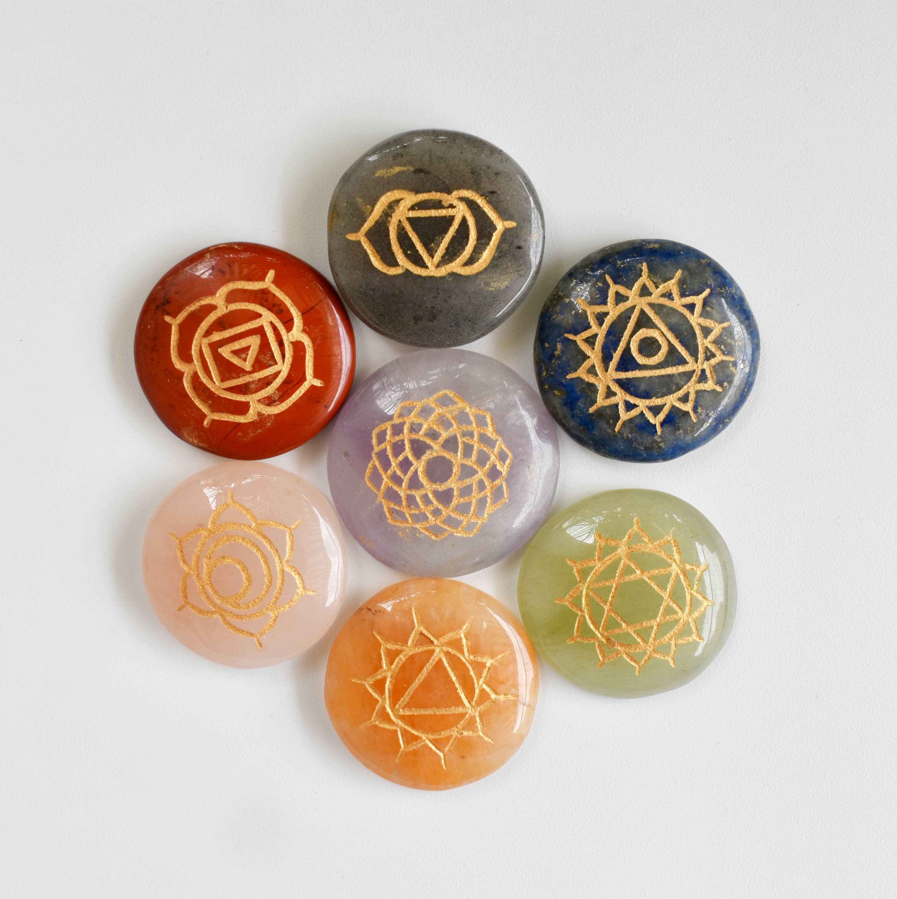Soothing Crystals - Wholesale Spiritual Stone/Crystal -  Round Stones Set | 7 Chakra Reiki | Chakra Crystals Set2