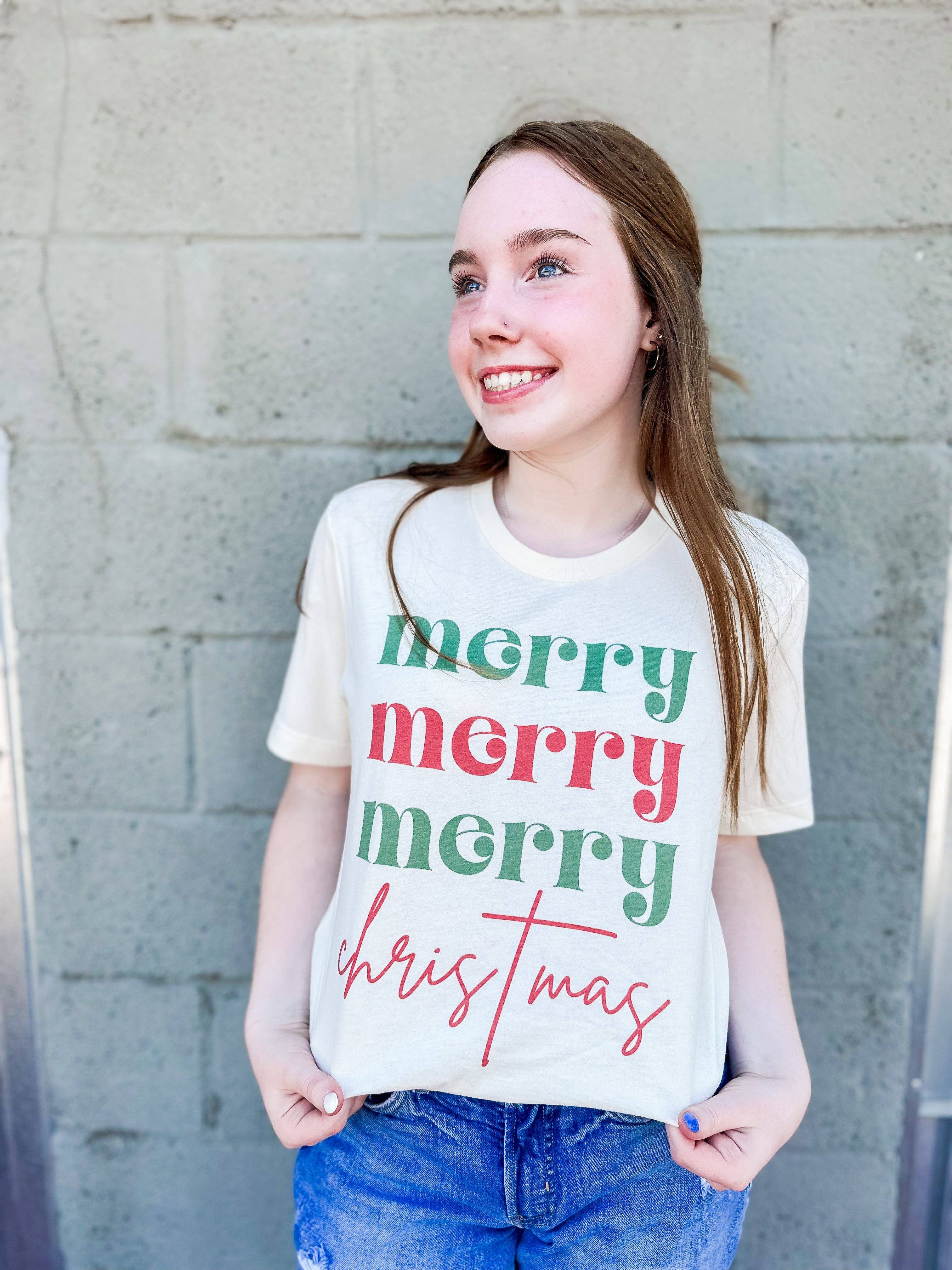 Faith & Life Christian Brands - Vente T-shirt sérigraphié – femme - T-shirt Merry Christmas Christian Christmas10