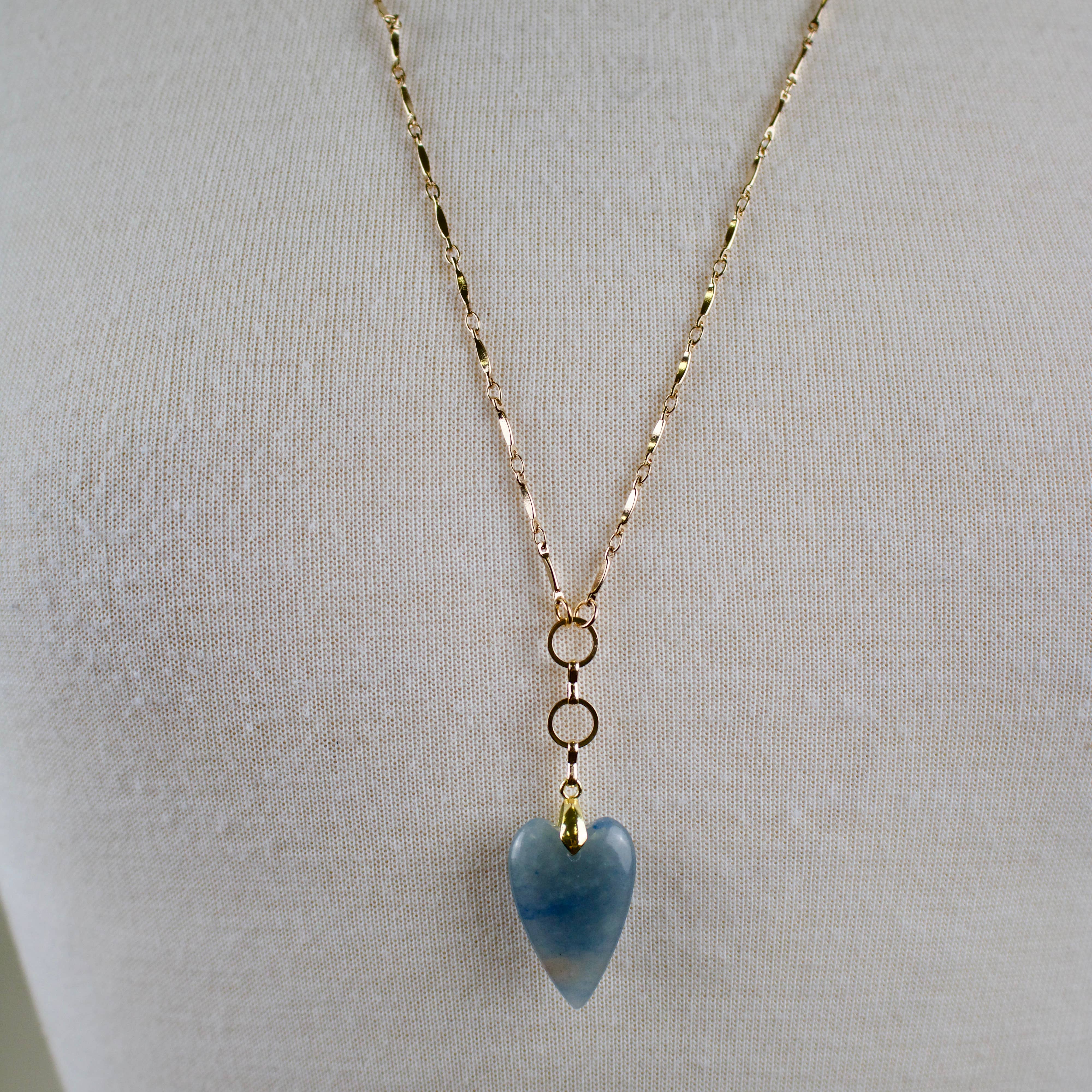 TISH jewelry - Wholesale Pendant/Charm Necklace - Serena // Blue Aventurine Heart Necklace3