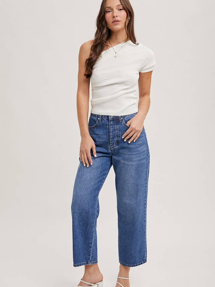 Bluivy - Wholesale Jeans - Women's - DENIM MID-RISE WIDE LEG CROPPED JEANS24