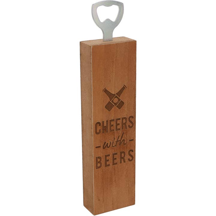 Cheers with Beers - 2" x 7" Wooden Bottle Opener for wholesale by Pavilion