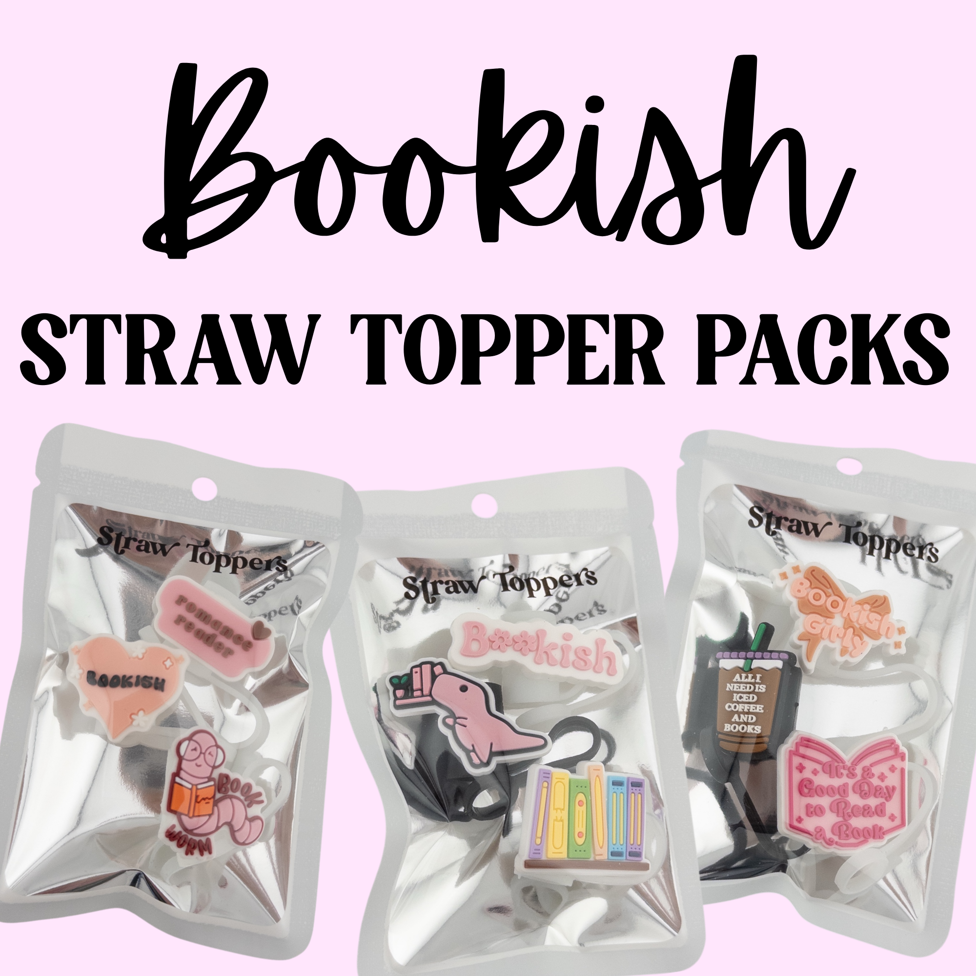 Vroom Blooms - Wholesale Drinking Straw - Straw Topper 3 pack - Bookish Theme / Stocking Stuffers0