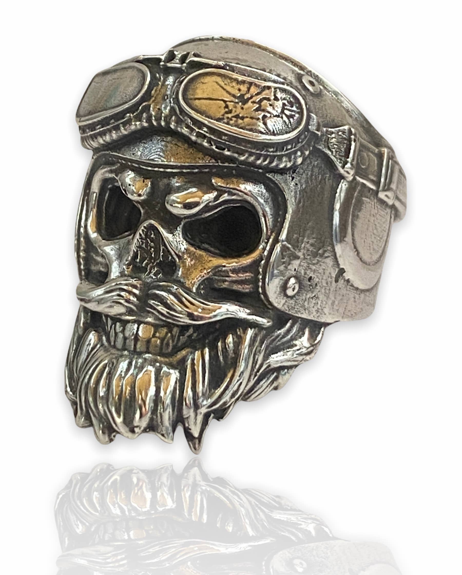 Hi Octane | SilverBotanica - Wholesale Cocktail/Statement Ring - Bearded Biker Skull Ring8