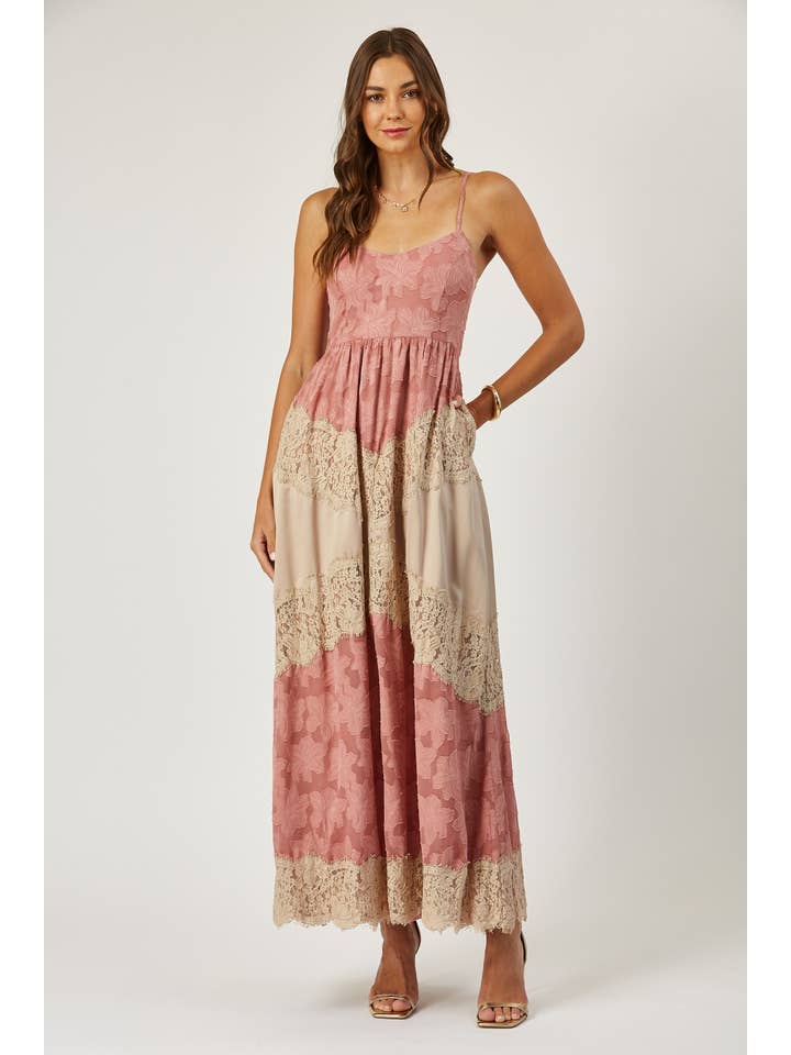 Isla Maude - Wholesale Dress - Women's - Charlotte lace and burnout maxi dress