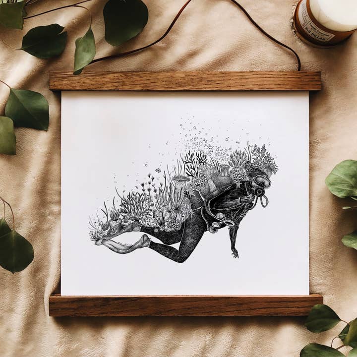 Kaari & Co. – wholesale Konsttryck – Korall Scuba Dykare Konst Print3