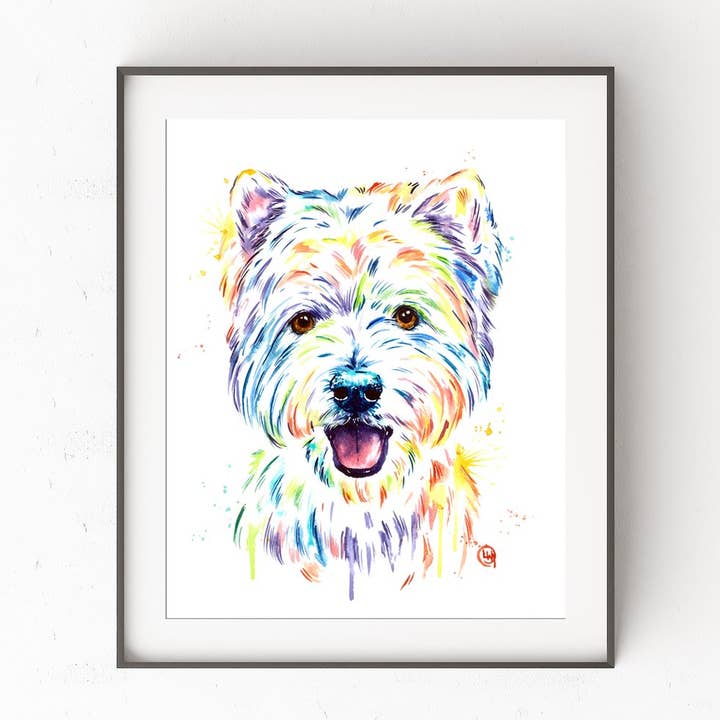 Westie Art Print - Dog Theme, West Highland Terrier for wholesale by Whitehouse Art