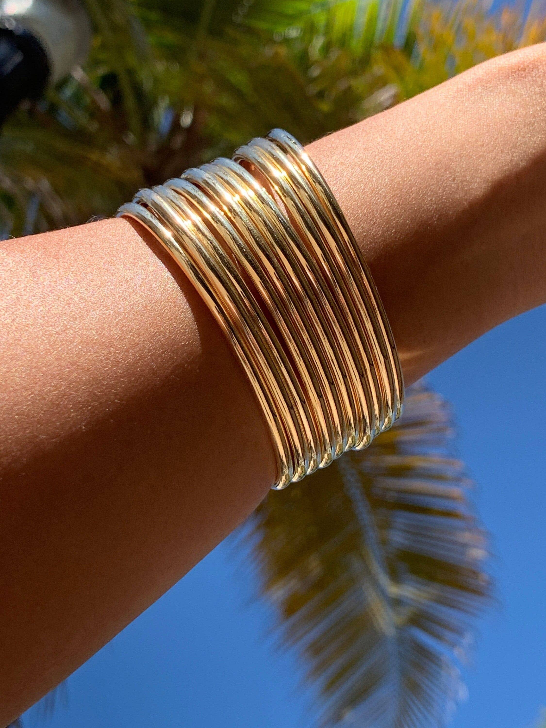 Mali Beads - Wholesale Bangle Bracelet - Gold Filled Stackable Bangles – Waterproof Dainty Bangle Bracelets5