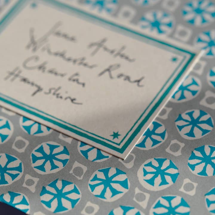 Cambridge Imprint - Wholesale Sticker - Packet of 10 Large Self-Adhesive Labels with Turquoise Border