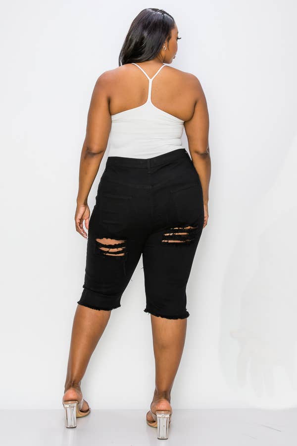 The Map Jeans - Wholesale Shorts - Women's - Curvy Plus-Size Bermuda Jean Shorts 5006P3