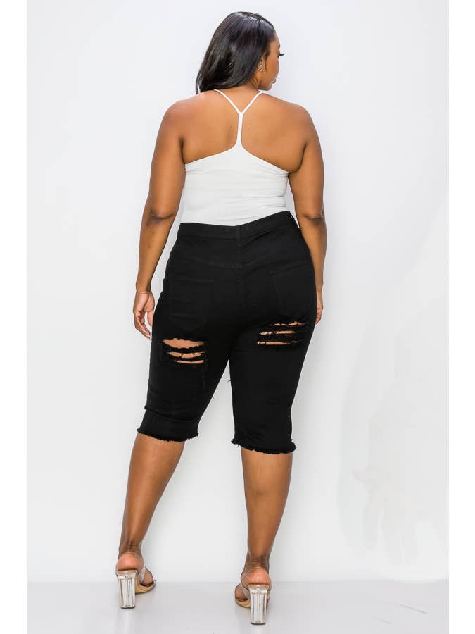 The Map Jeans - Wholesale Shorts - Women's - Curvy Plus-Size Bermuda Jean Shorts 5006P3