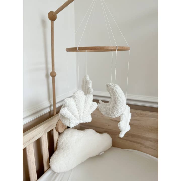 Edie & Joe - Wholesale Baby Mobile - Micro Boucle Shell & Moon Mobile Nursery Decor