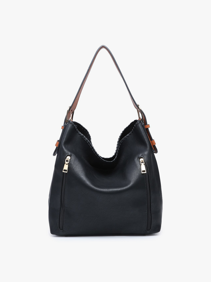 Jen & Co. - Wholesale Schoudertas - Dames - Jen & Co. M1816A Alexa 2-in-1 hobo tas met dubbele ritssluitingen7