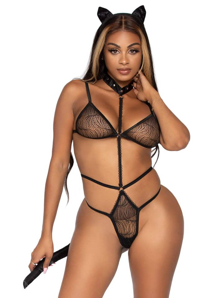 Black Sex Kitten Bedroom Costume Set for wholesale on Faire
