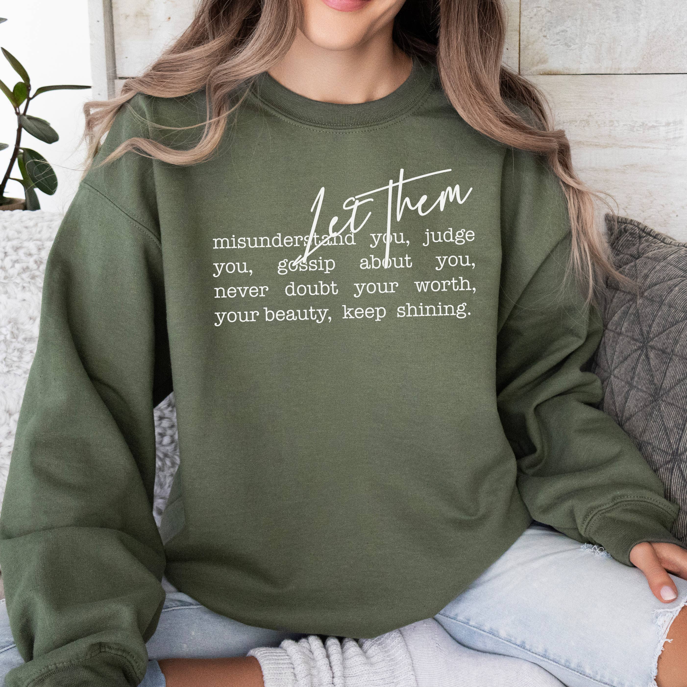 Down Home Tees - Wholesale Graphic Sweatshirt - Women's - Let Them Judge You but Keep Shining Crewneck Sweatshirt2