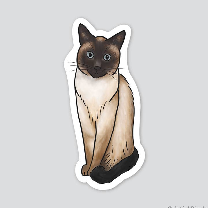 Siamese Cat Glossy Sticker, 4 inch for wholesale by Artful Pixels