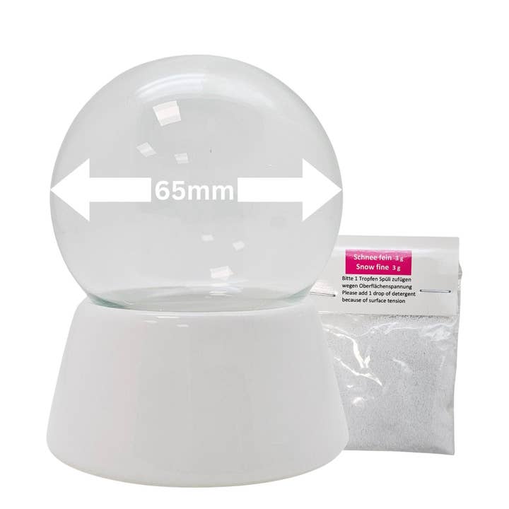 Palla di neve fai-da-te da 65 mm con vetro e porcellana per la vendita all'ingrosso da parte di Schneekugelhaus