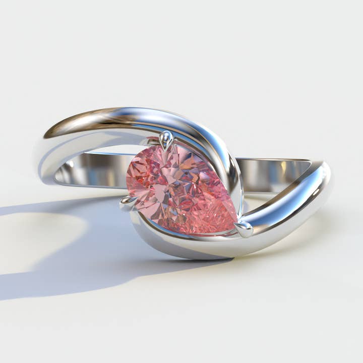 1 Carat Pink Pear Cut Solitaire Lab Grown Diamond Ring - Maniya for wholesale by Mohana Jewels - Luxury