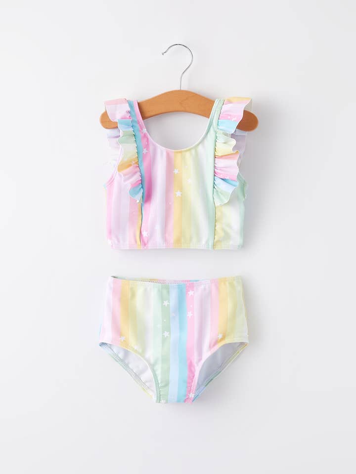 Bañador con volantes colorido para venta al por mayor de Rylee Faith Designs