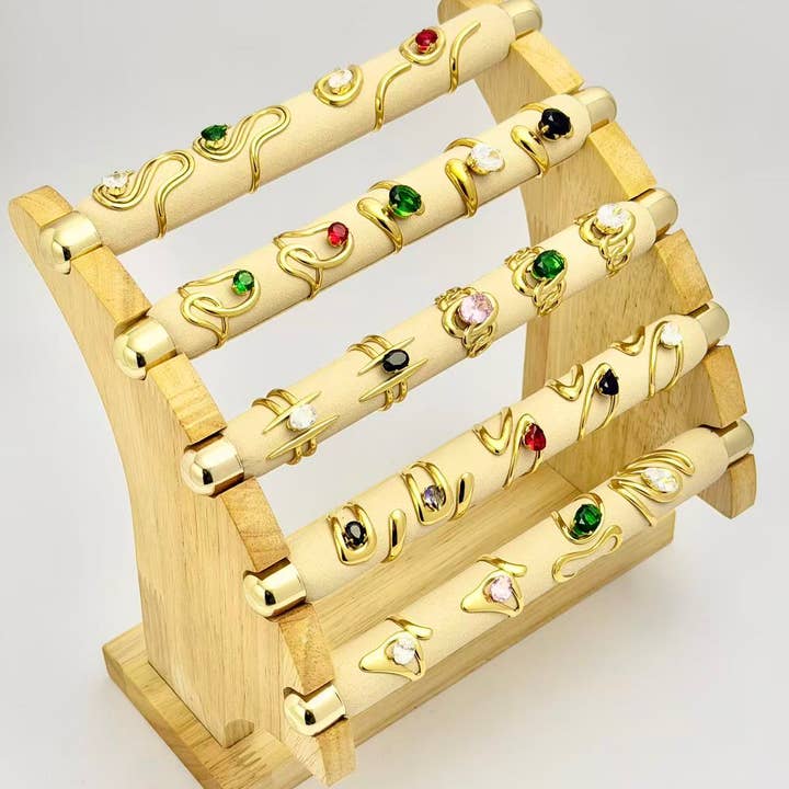 COSMOS - Wholesale Jewelry Set - Set of 23 adjustable rings adorned with crystal set in steel1