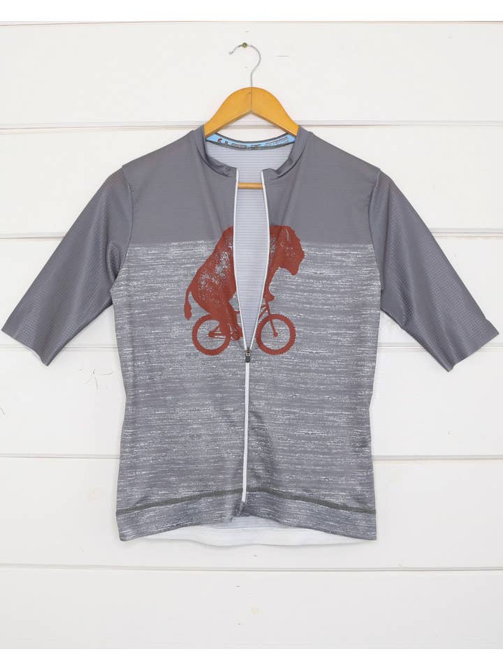 Grey Bison Zip-Up Racer Jersey for wholesale on Faire2