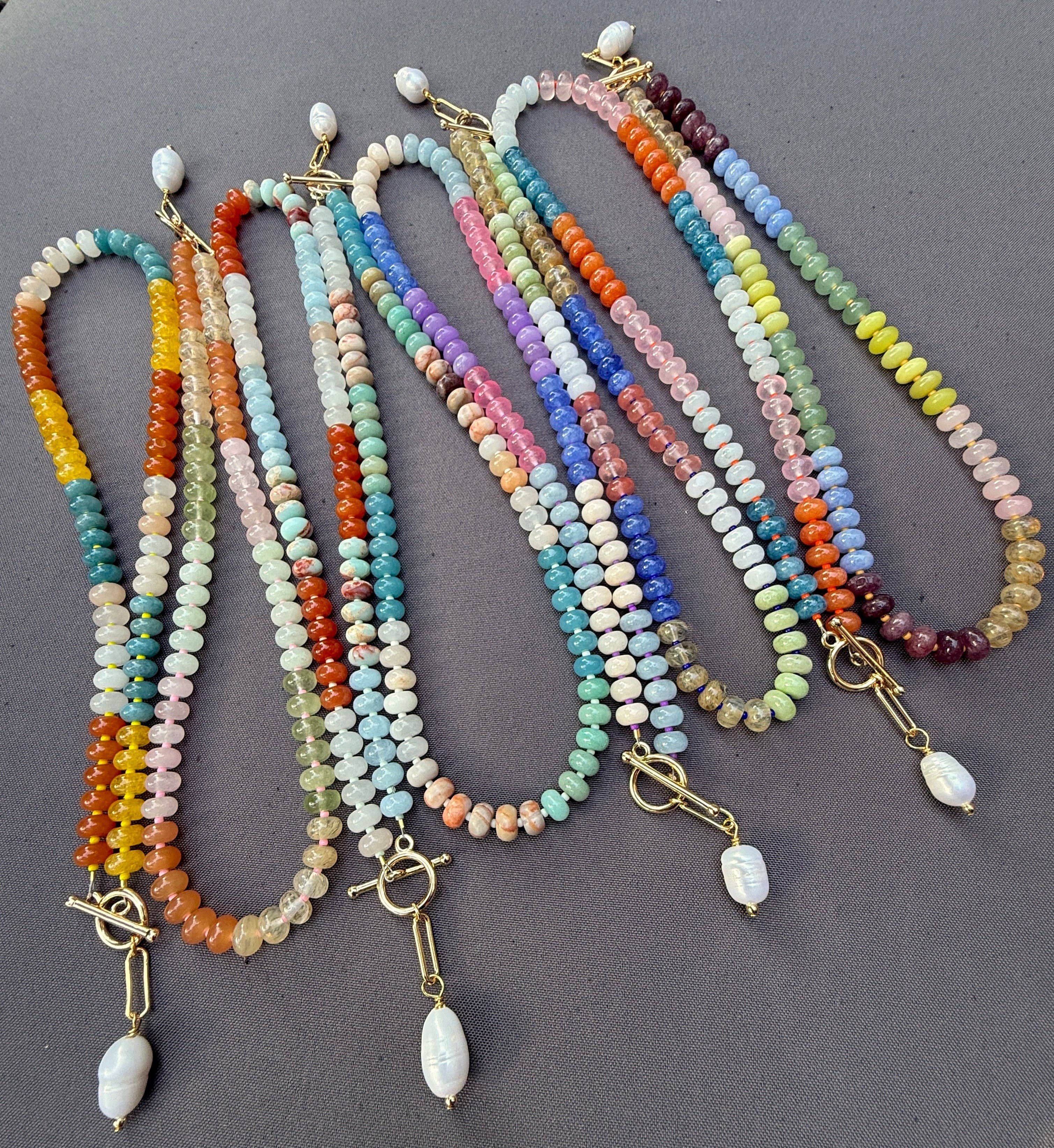 XTRA by Stacey - Wholesale Beaded/pearl necklace - The Gemstone Candy Necklace (8 Color Options)7
