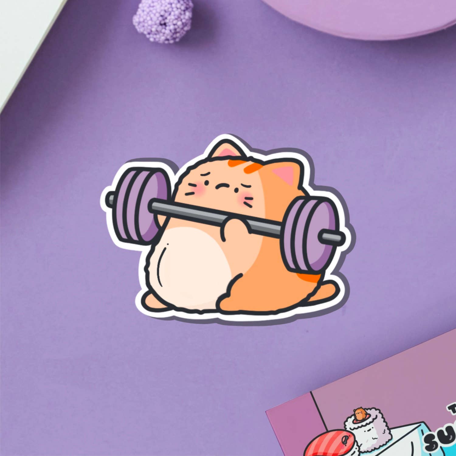 Toastedink – wholesale Sticker – Weight Lifting Cat Vinyl Sticker | Cute stickers3