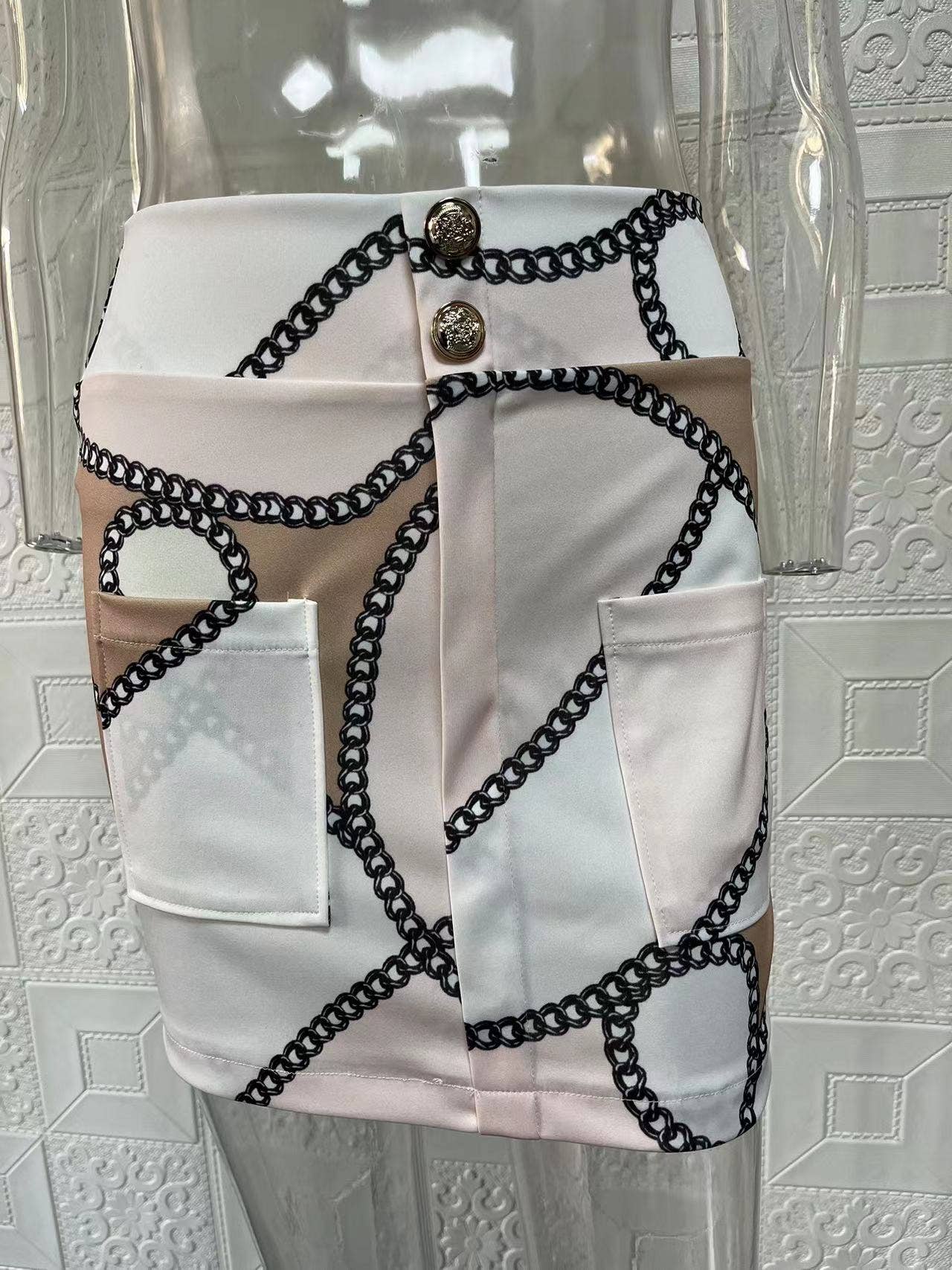 Lily Clothing - Vente Ensemble haut et jupe - Femme - Veste de costume à manches bouffantes imprimée à la mode31