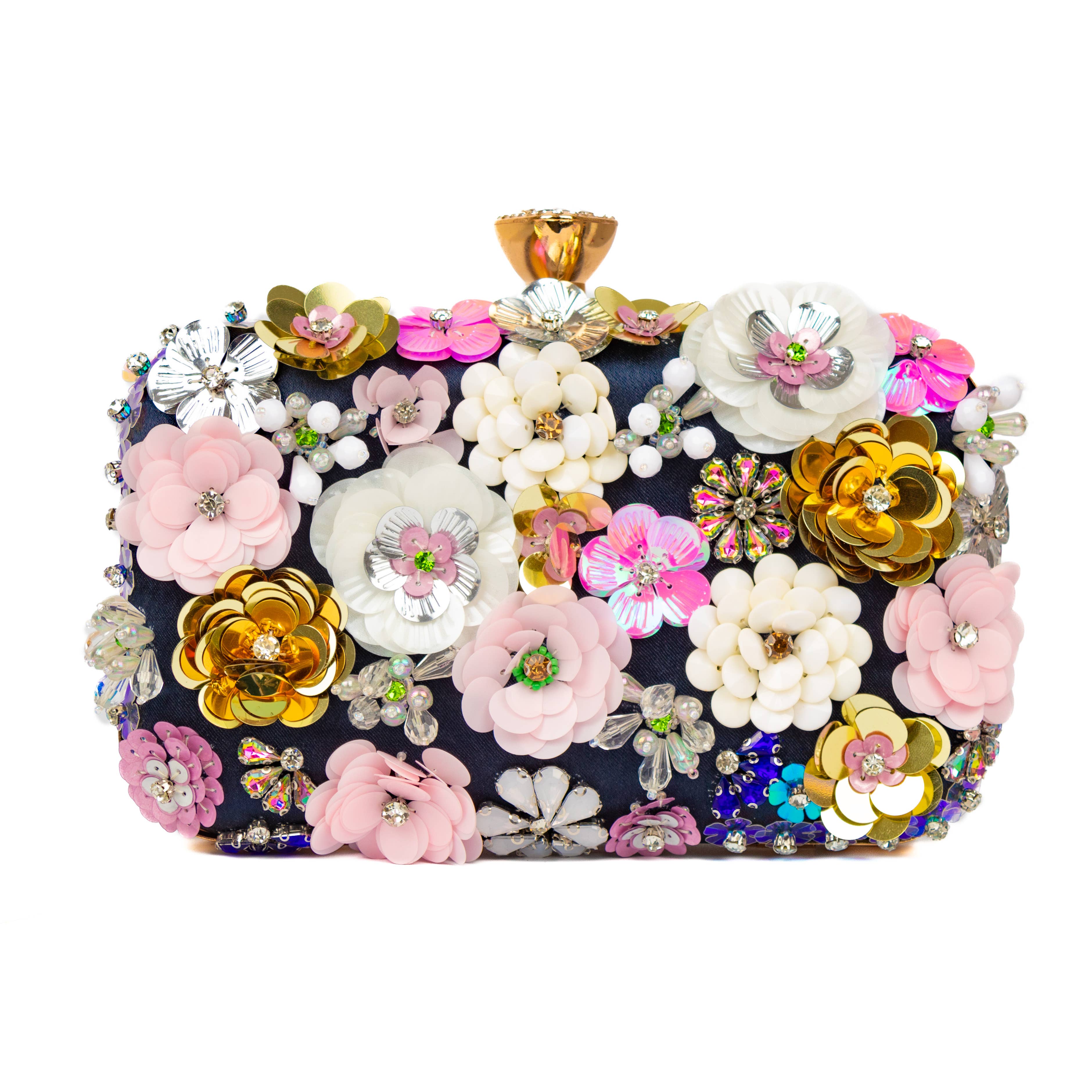 PEACH ACCESSORIES - Vendita all'ingrosso Pochette - Donna - Borsa clutch da sera decorata a mano con fiori K0207