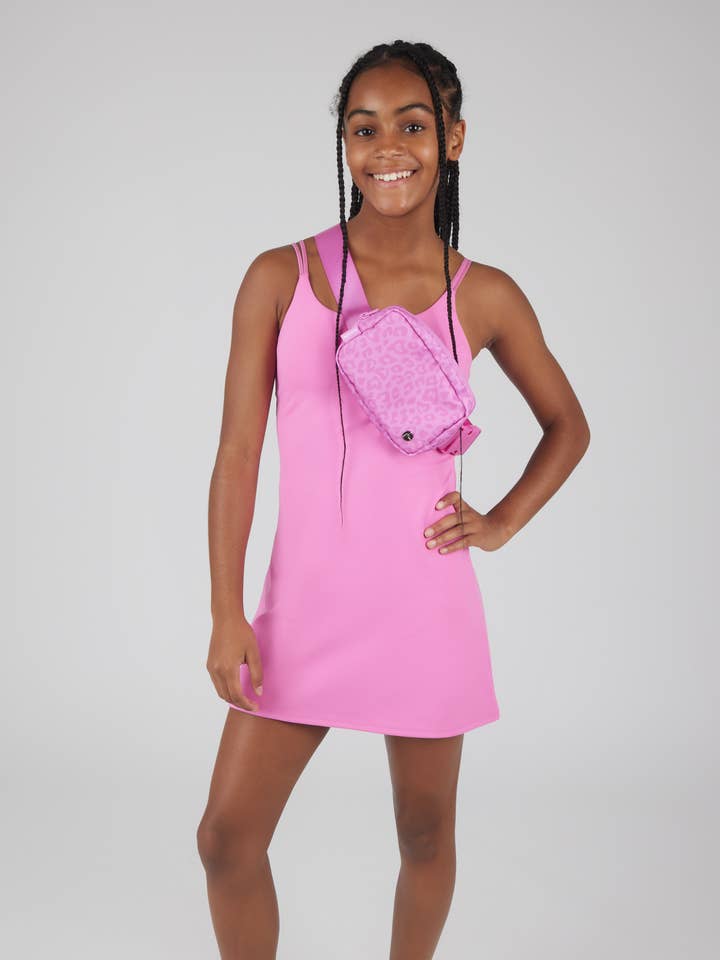 90 Degree by Reflex - Wholesale Athletic Dress - Kids - Girls Lux Tennis Dress with Inner Bra and Fanny Bag - Set