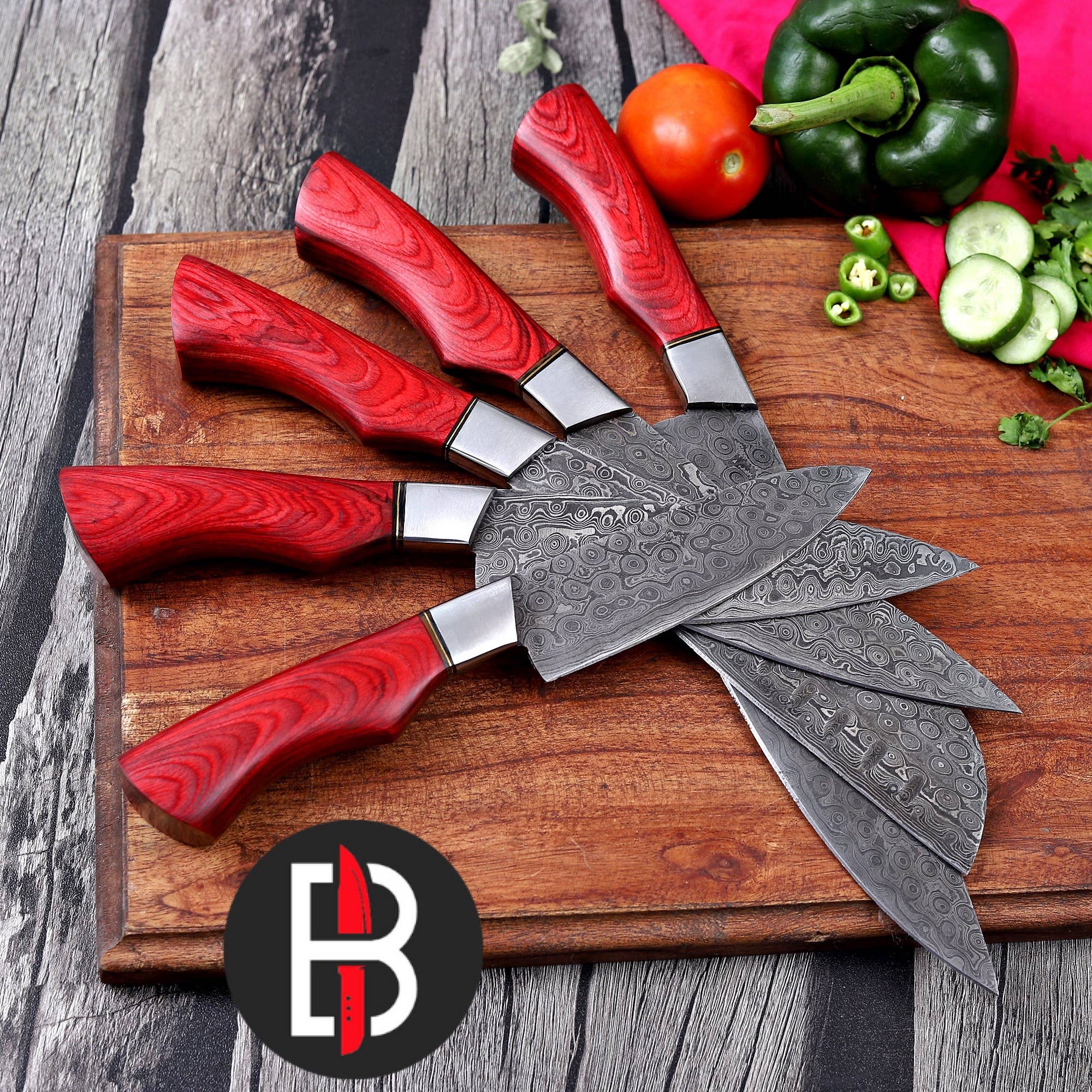 Bravohandicrafts - Venta al por mayor Juego de cuchillos - JUEGO DE CUCHILLOS DE COCINA DE CHEF DE ACERO DE DAMASCO HECHOS A MANO CON BOLSA6