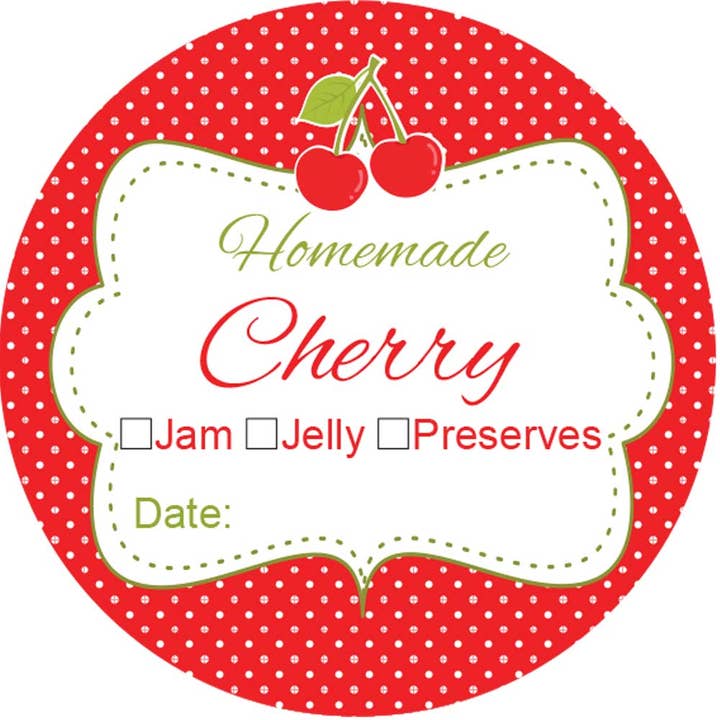 1.9" stickers Canning Labels Cherry Jelly for wholesale by Digitaldoodlebug