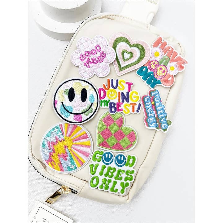 MIX COLOR Good Vibe DIY Iron On Embroidered Patches for wholesale on Faire5