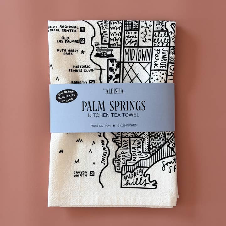 Palm Springs Map Tea Towel for wholesale by By Aleisha