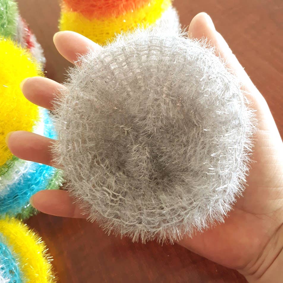 Clover Garden Crafts - Wholesale Dishcloth - Sparkly Round Kitchen Dish Scrubbers Cleaners 4.5" Circles10