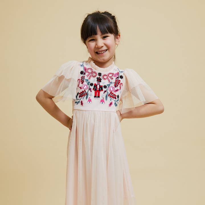 Angelica Mauve Christmas Embroidered Dress for wholesale by Frock & Frill